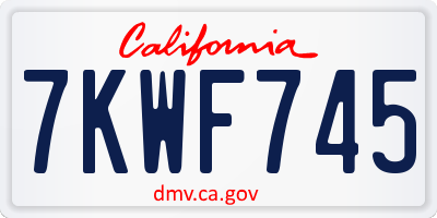 CA license plate 7KWF745