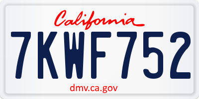 CA license plate 7KWF752