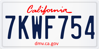 CA license plate 7KWF754