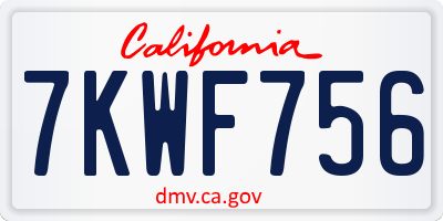 CA license plate 7KWF756