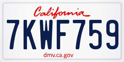CA license plate 7KWF759