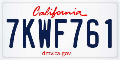 CA license plate 7KWF761