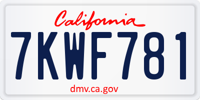 CA license plate 7KWF781