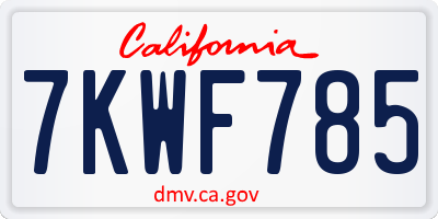 CA license plate 7KWF785