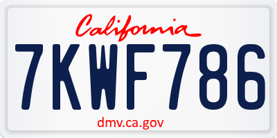 CA license plate 7KWF786