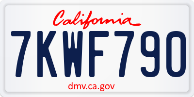 CA license plate 7KWF790