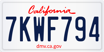 CA license plate 7KWF794