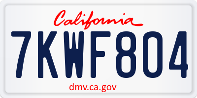 CA license plate 7KWF804