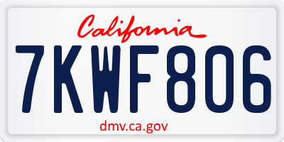CA license plate 7KWF806
