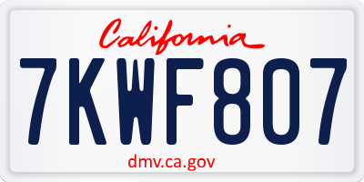 CA license plate 7KWF807