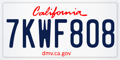 CA license plate 7KWF808
