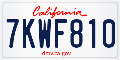 CA license plate 7KWF810