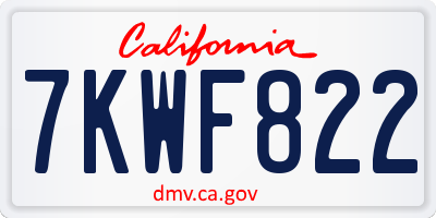 CA license plate 7KWF822