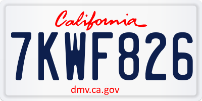 CA license plate 7KWF826