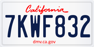 CA license plate 7KWF832