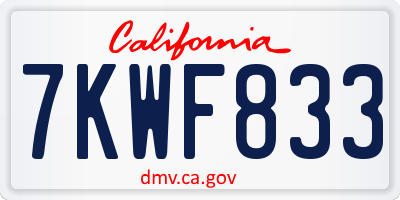 CA license plate 7KWF833