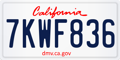 CA license plate 7KWF836