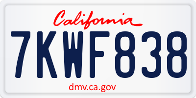 CA license plate 7KWF838
