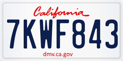 CA license plate 7KWF843