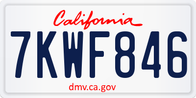 CA license plate 7KWF846