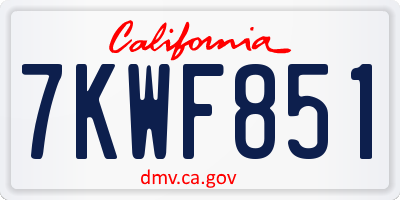 CA license plate 7KWF851