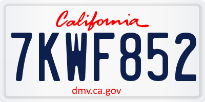 CA license plate 7KWF852