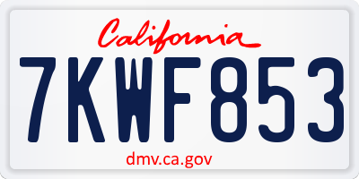 CA license plate 7KWF853