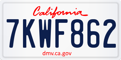 CA license plate 7KWF862