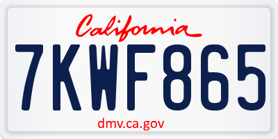 CA license plate 7KWF865