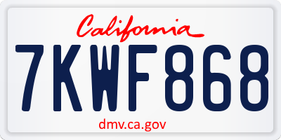 CA license plate 7KWF868
