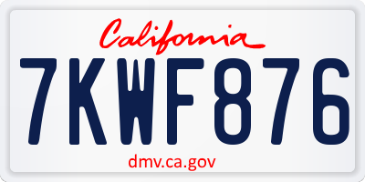 CA license plate 7KWF876