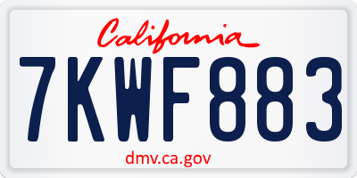 CA license plate 7KWF883