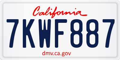CA license plate 7KWF887
