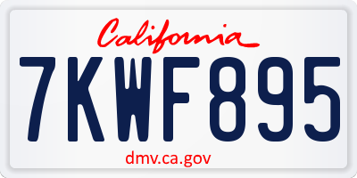CA license plate 7KWF895