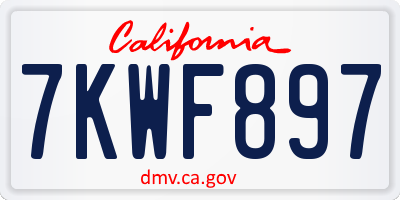CA license plate 7KWF897