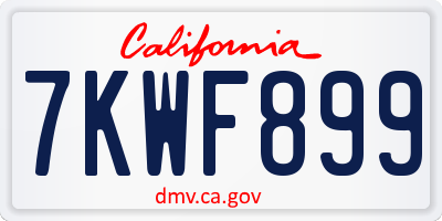 CA license plate 7KWF899