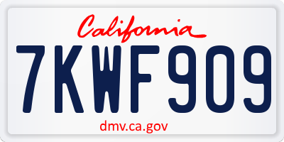 CA license plate 7KWF909