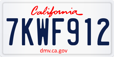 CA license plate 7KWF912