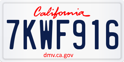 CA license plate 7KWF916