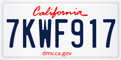 CA license plate 7KWF917