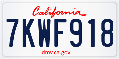 CA license plate 7KWF918