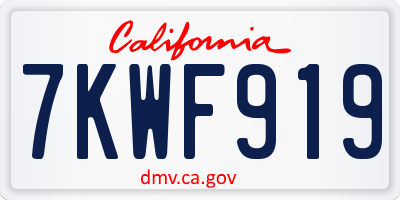 CA license plate 7KWF919