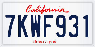 CA license plate 7KWF931