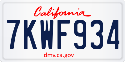 CA license plate 7KWF934