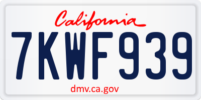 CA license plate 7KWF939