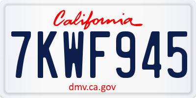 CA license plate 7KWF945