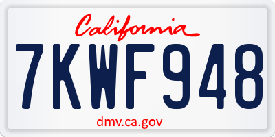 CA license plate 7KWF948