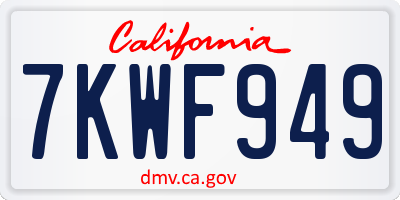 CA license plate 7KWF949