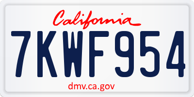 CA license plate 7KWF954