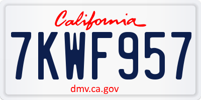 CA license plate 7KWF957